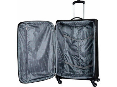 Carlton Elante soft trolley suitcase open to show the interior