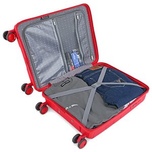 Carlton Chroma Active hard-shell suitcase open to show the interior