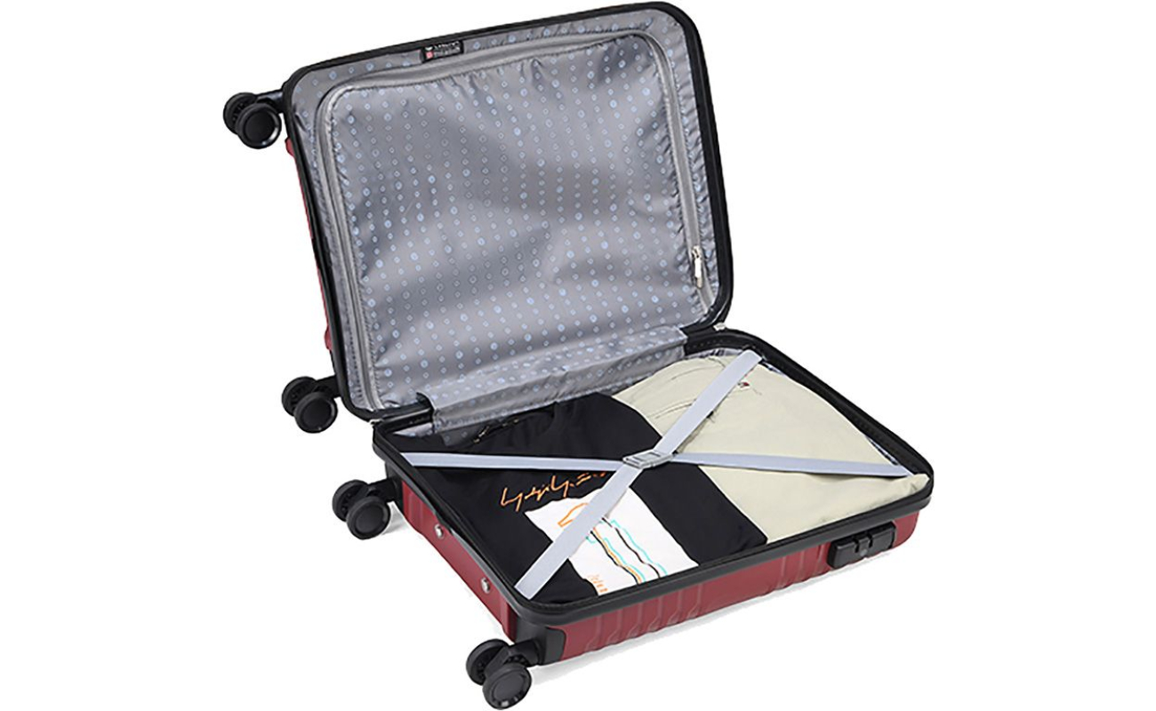 Carlton Harbour Plus hard-shell suitcase open to show the interior