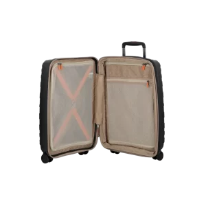 Carlton Cross Line hard-shell suitcase open to show the interior