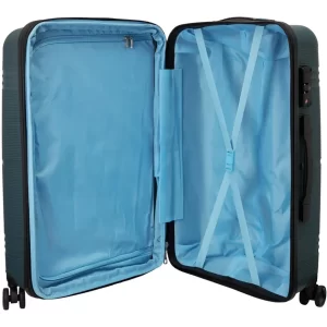 Carlton Focus Plus hard-shell suitcase open to show the interior