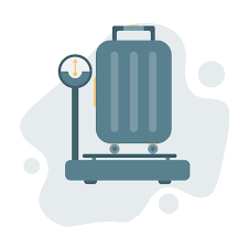 Suitcase on a weighing scale icon for luggage load testing