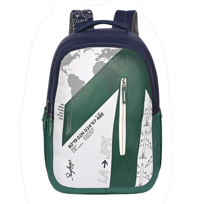 Skybags Atlas 02 school backpack in green and white