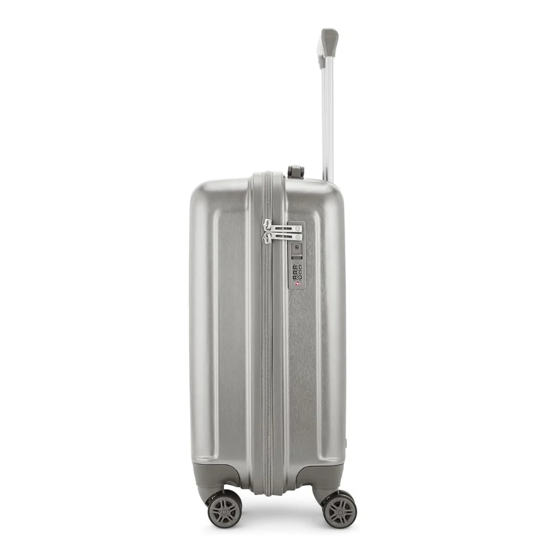 Carlton Meridian hard-shell suitcase in silver, small cabin size