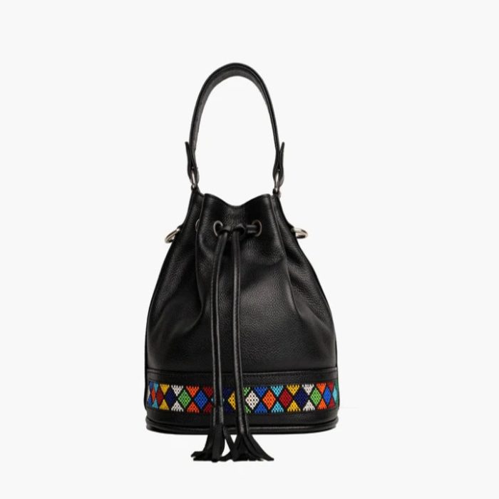 Beaded bucket bag