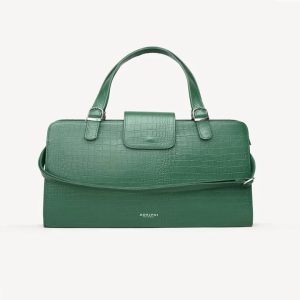 Bellisimo croc-effect briefcase in hunter green