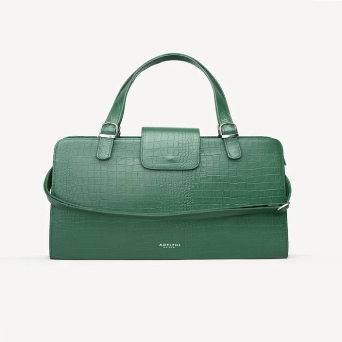 Bellisimo croc-effect briefcase in hunter green