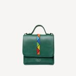 Top handle with flap beaded hunter green