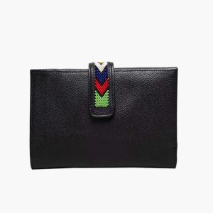 Beaded NS travel wallet in black