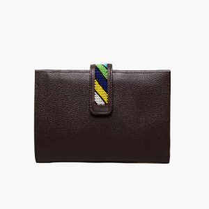 Beaded NS travel wallet in brown