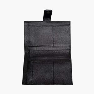 Black NS travel wallet, open to show card slots