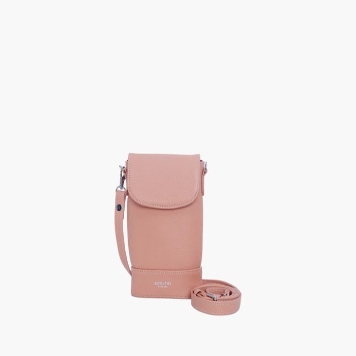 Slim phone bag in pink with crossbody strap