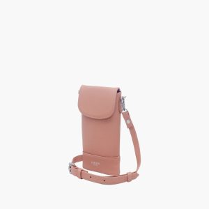 Slim phone bag in pink with crossbody strap