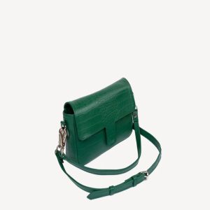 Alara croc-effect shoulder bag in hunter green