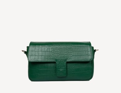 Alara croc-effect shoulder bag in hunter green