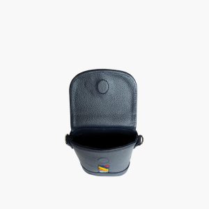 Navy slim phone bag, open from above