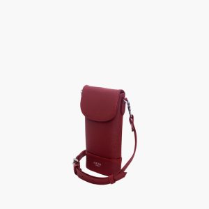 Slim phone bag in burgundy with crossbody strap