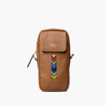 Cross body phone bag beaded Tan