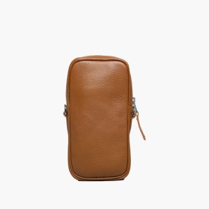 Tan crossbody phone bag, back view