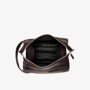 Gents' toiletry bag, open to show the lining