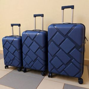 Affordable 3-piece hard-shell suitcase set in navy blue
