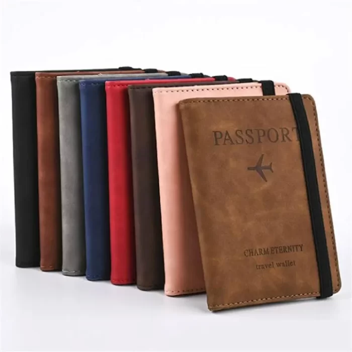 Leather RFID passport covers in a range of colours