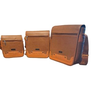 Affordable brown passport shoulder bags in three sizes