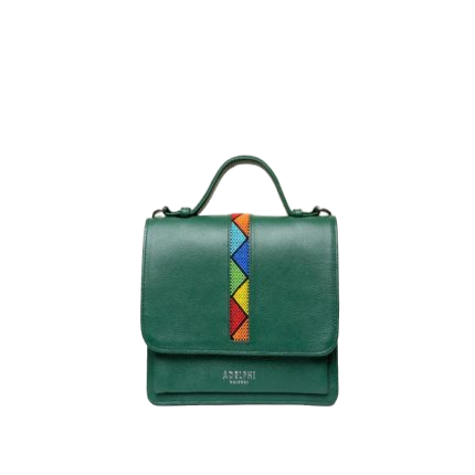 Beaded top handle bag