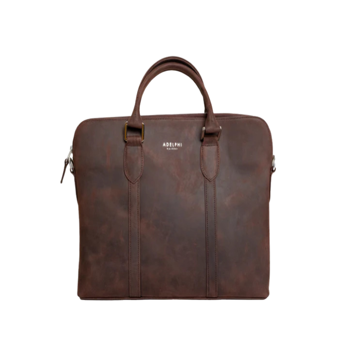 Dark brown document case with top handles