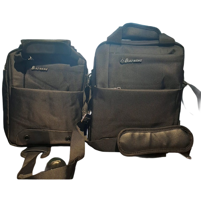 Two affordable sling bags in black and tan