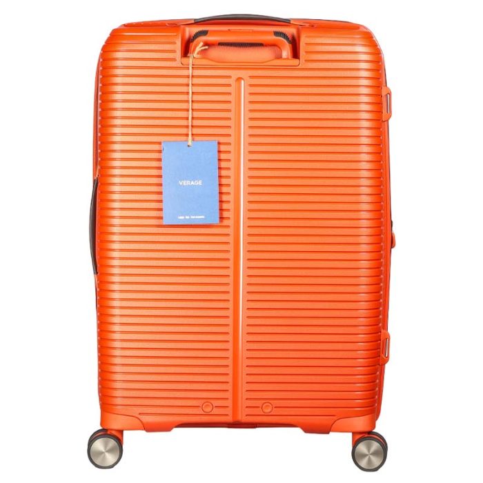 Verage 8-wheel hard-shell trolley suitcase in orange, back view