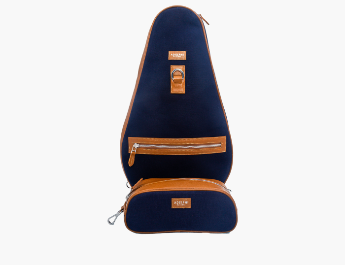 Adelphi Canvas Racquet Sling Bag & Ball Pouch in Navy