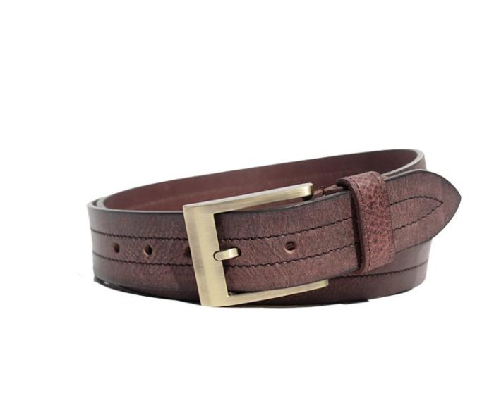 Adelphi Casual Belt With Stitches in Brown