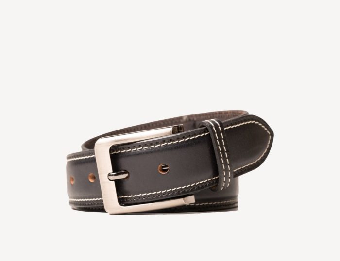 Adelphi Casual Belt With Stitches in Black, photo 2