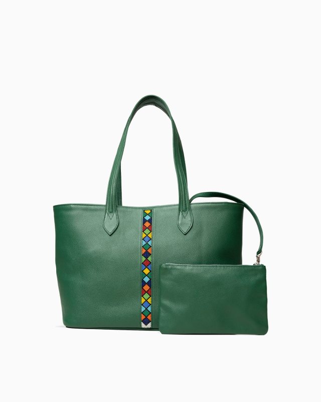Adelphi Classic Tote Beaded in Hunter Green