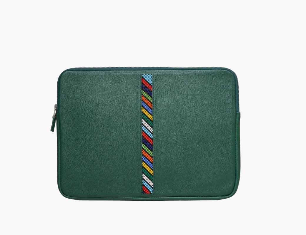 Adelphi Laptop Sleeve Beaded in Hunter Green, photo 3